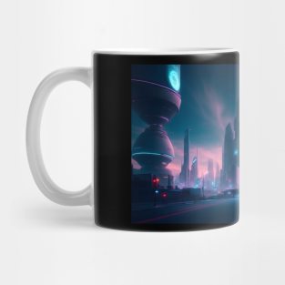 Futuristic city with beautiful sky landscape Mug